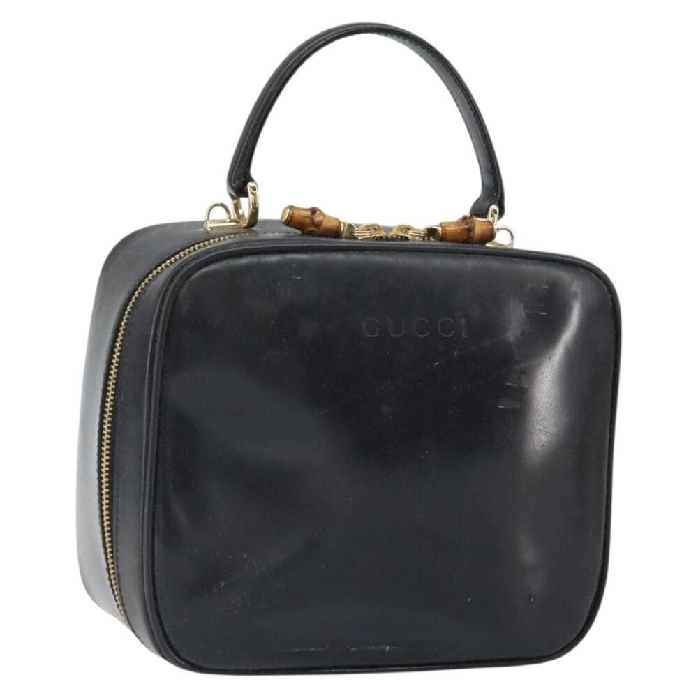 Gucci Bamboo Patent Leather Vanity Handbag Black